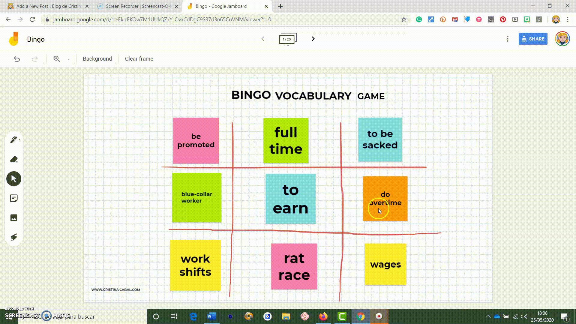 How To Use The Interactive Whiteboard Jamboard For An Online Vocabulary Bingo Blog De Cristina